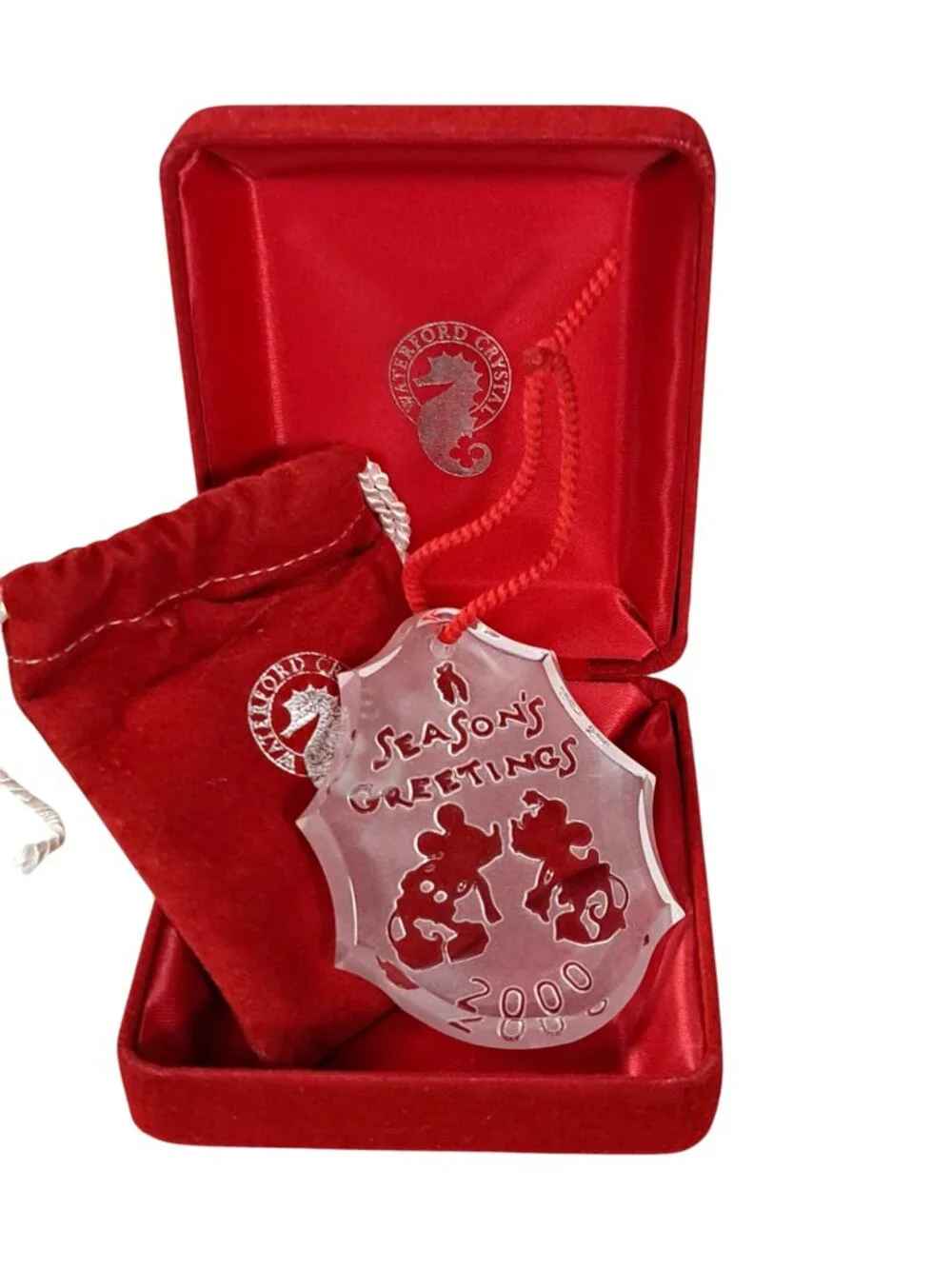2000 Waterford Disney Mickey Mouse Minnie Mouse Crystal Ornament
